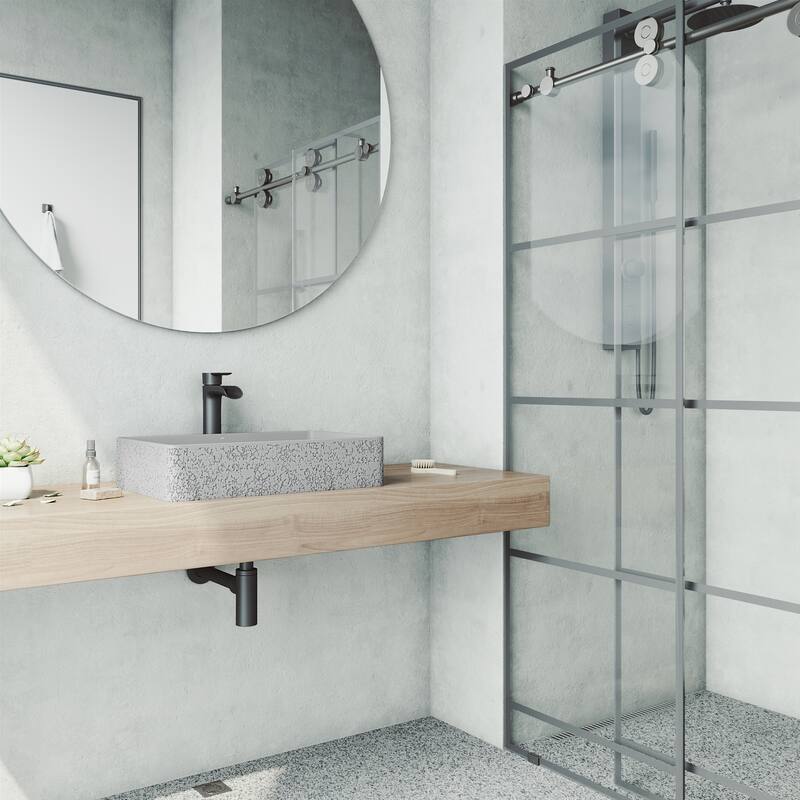 VIGO Magnolia 21"L x 14"W x 5"H Matte Stone Rectangular Bathroom Vessel Sink