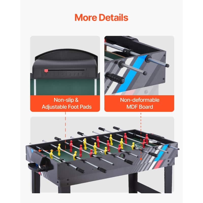 48 Inch 4-in-1 Combo Game Table with Steel Locks Ideal for Basements or Recreation Rooms Suitable for All Ages