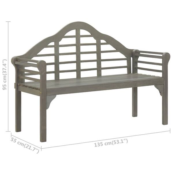 dimension image slide 2 of 8, vidaXL Patio Queen Bench with Cushion 53.1" Solid Acacia Wood - 53.2" x 21.7" x 37.4"