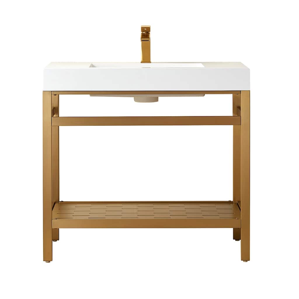 Ablitas 36" Single Vanity in Metal with Stone Sink Top