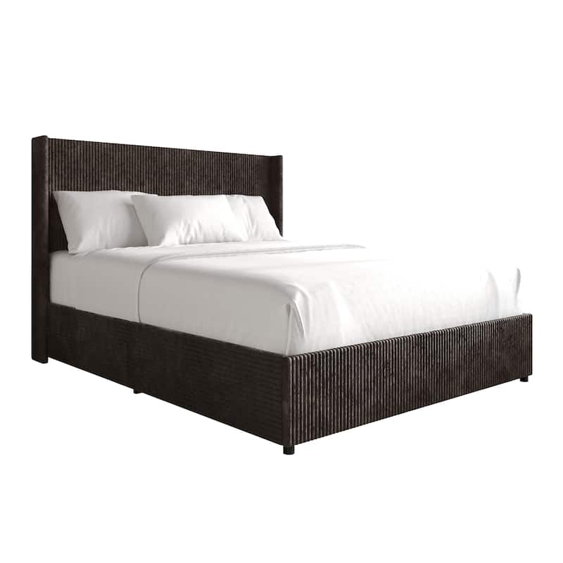 CraftPorch Luxury Wingback Platform Lift Up Storage Bed