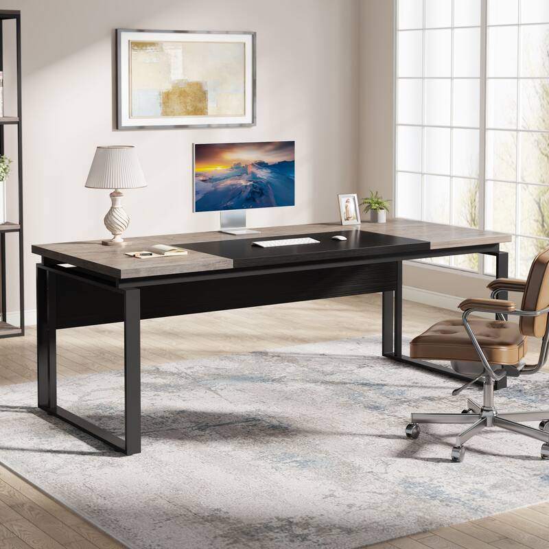 63" L-Shaped Executive Desk with Reversible File Cabinet