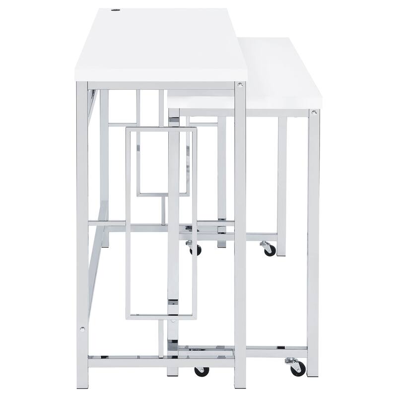 Laguna White 4-piece Counter Height Table with Pot Rack