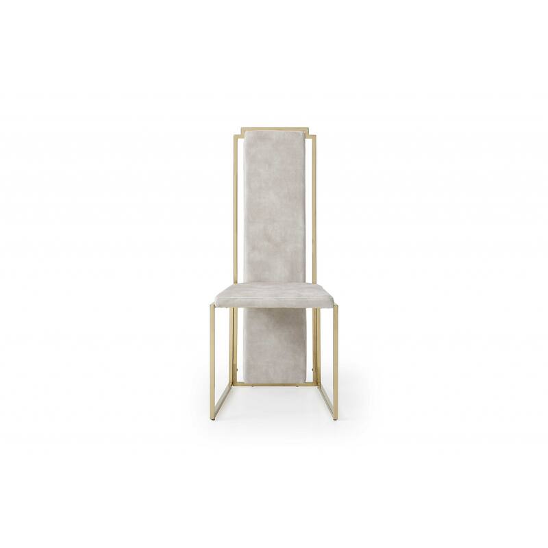HomeRoots Set of Two Beige And Gold Upholstered Dining Side Chairs