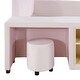 preview thumbnail 60 of 95, Velvet Grounded Bed Mother & Child Bed Platform Slat Bed Frame with Little Round Stool and Bedside Desk for Growing Child