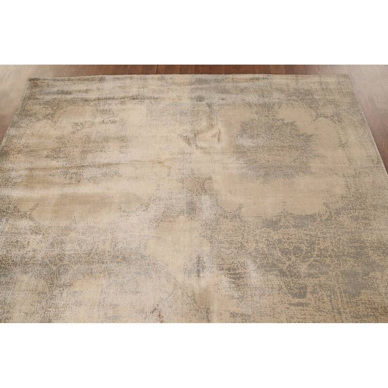 Yellow Abstract Modern Area Rug Handmade Wool Carpet - 5'8"x 7'11"