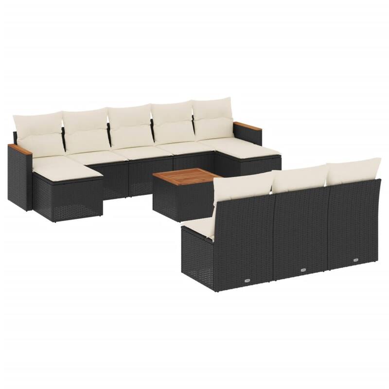 vidaXL Patio Sofa Set with Cushions Outdoor Conversation Furniture Poly Rattan - 21.7 x 21.7 x 14.6 in