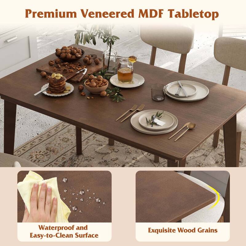 Costway 5-Piece Dining Table Set for 4 Farmhouse Wooden Table & 4