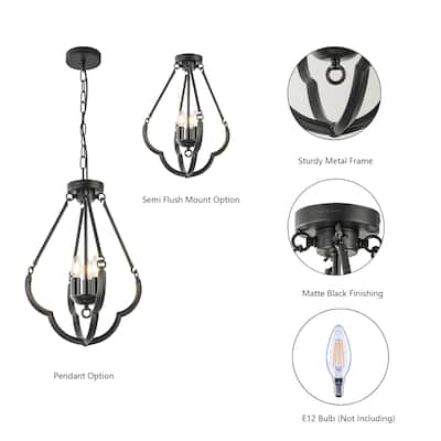 Kenza 3-Light Farmhouse Chandelier Ceiling Light - 14 In. Wide