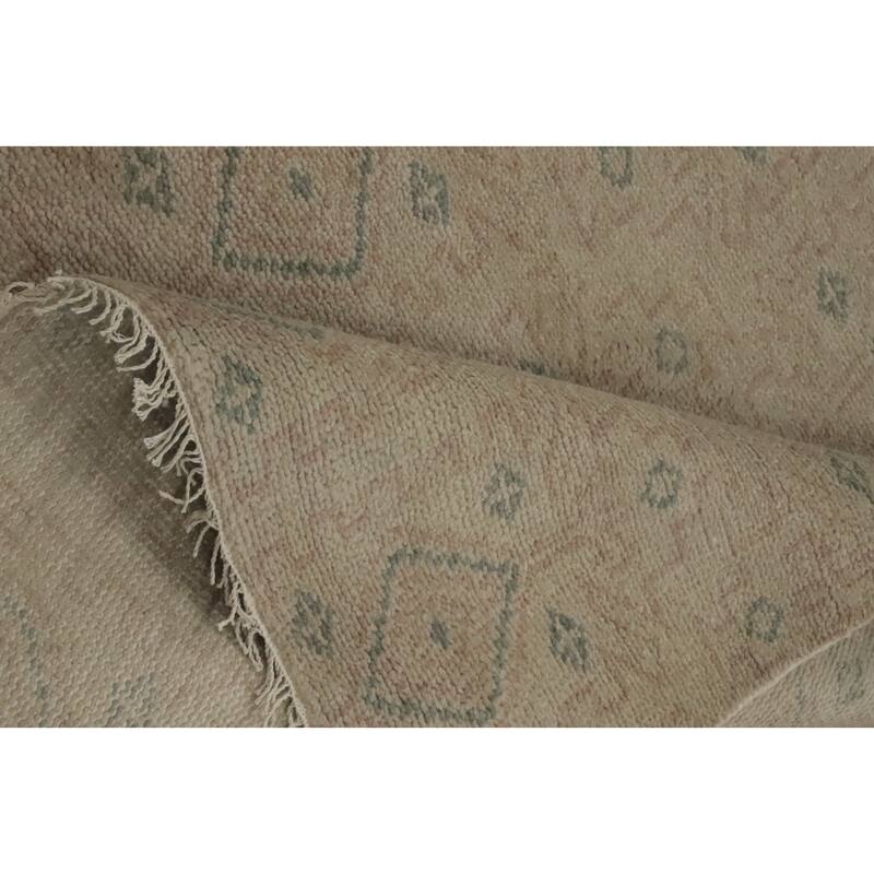 Hand-knotted Modern Wool Beige Geometric Area Rug Oriental Carpet - 7' 10'' X 5' 5''