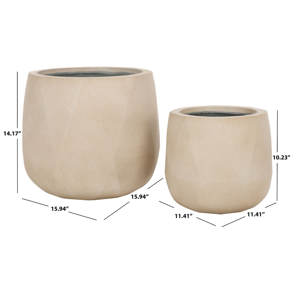 SAFAVIEH Outdoor Living Kane Planter Pot [SET of 2] - 16"W x 16"D x 14"H