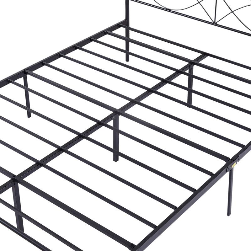 VECELO Metal Platform Bed Frame with Curved Headboard and Under-Bed Storage-No Box Spring Needed, Twin/Full/Queen Size