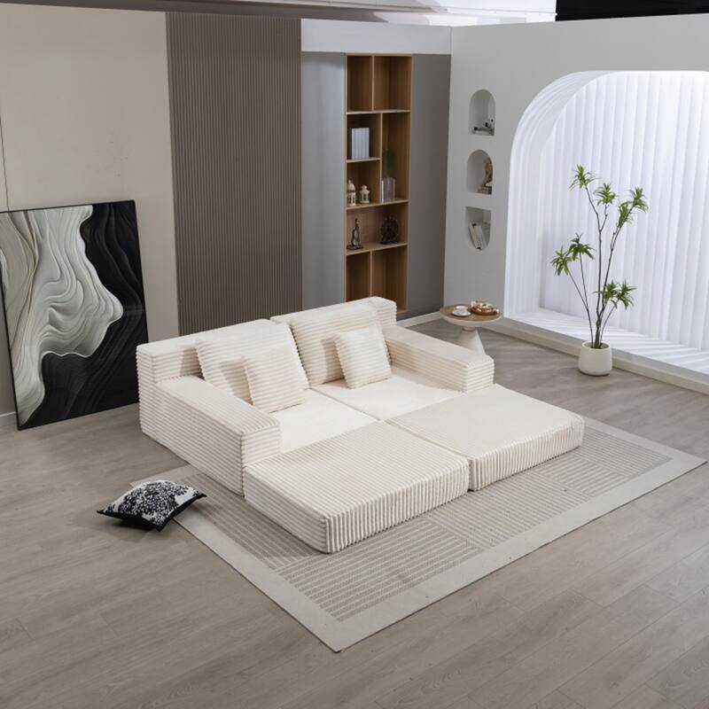 Double Lounge Chaise,Cloud Plush Sofa Bed,Upholstered Boneless Cloud Sofa Deep Seat