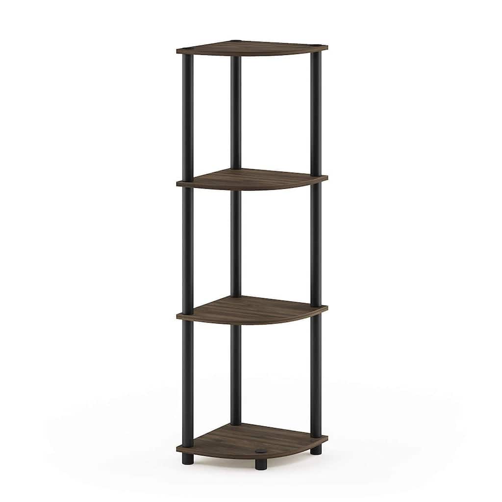 4 Tiers Wood Household Shelving Unit in Walnut/Black (11.6 in. W x 43.5 in. H x 11.6 in. D)