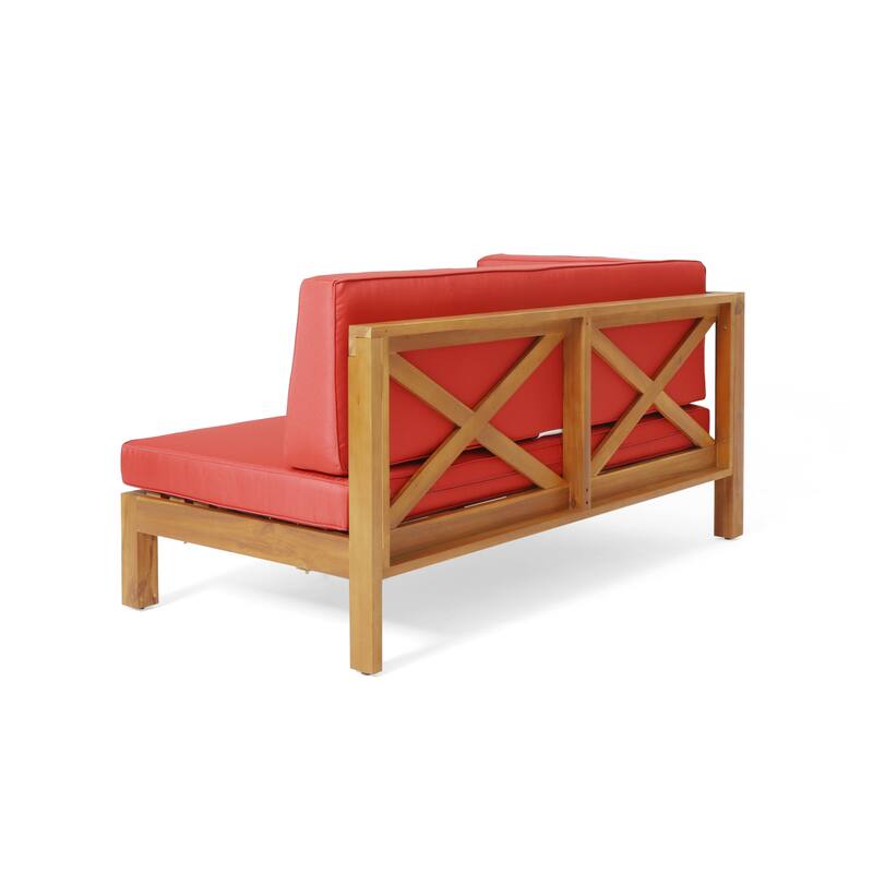 brava X-back corner bench-L with coffee table, red