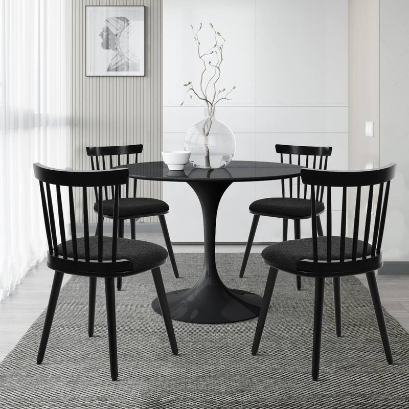 Solid Wood Spindle Back Windsor Dining Chairs Set of 2 - 33.3"H x 17.72"W x 19.7"D