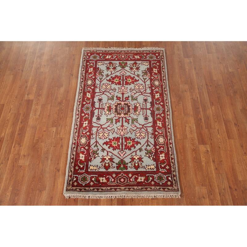 Light Blue Oushak Accent Rug Hand-Knotted Transitional Wool Carpet - 2'10"x 5'0"