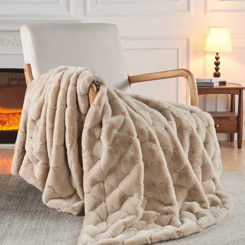 Christmas jacquard imitativerabbit fauxfur throw 50"x60"