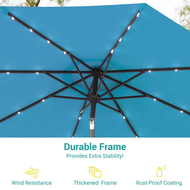 BONOSUKI LED Patio 9Ft Market Umbrella,Outside Deck Table Umbrella