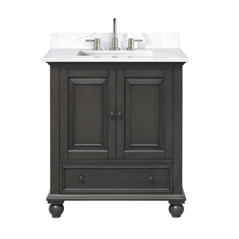 Thompson 30 in. Single Sink Bathroom Vanity with Engineered Stone Top - 31"W x 22"D x 35"H