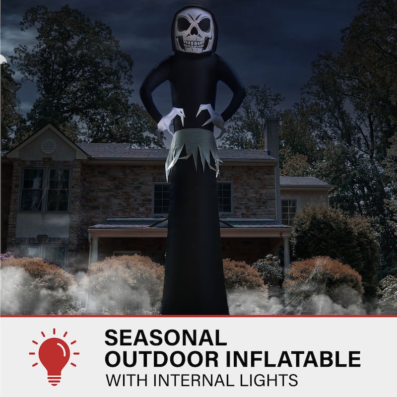 Haunted Hill Farm 20-Ft. Tall Pre-lit Inflatable Ghost Reaper - N/A