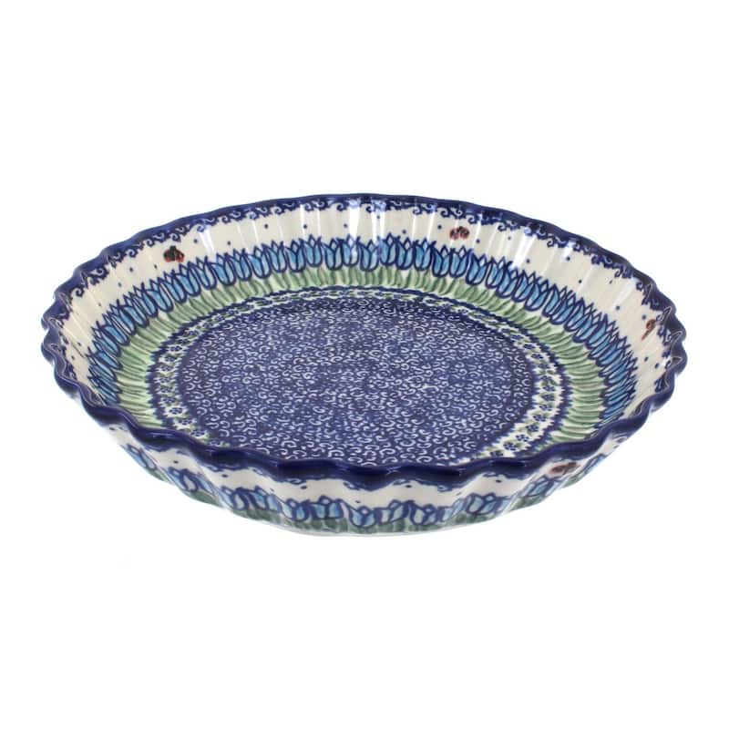 Blue Rose Polish Pottery 100 Vena Pie Plate - Garden Tulip