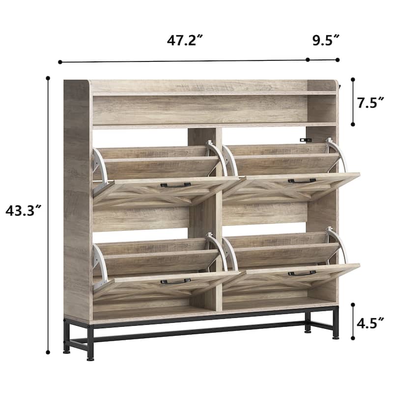 Shoe Cabinet, Entry Home Shoe Cabinet, Entrance Balcony Storage Cabinet, Large Capacity Shoe Rack, Grey