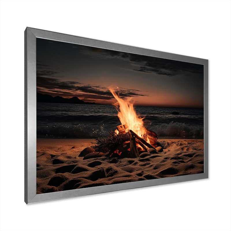 Designart "Beachside Fir At Sunset II" Nautical & Beach Framed Canvas Art Print