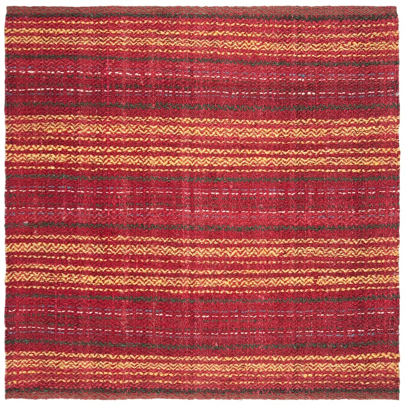 SAFAVIEH Handmade Natural Fiber Alyvia Stripe Jute Rug - 6' Square - Red/Gold
