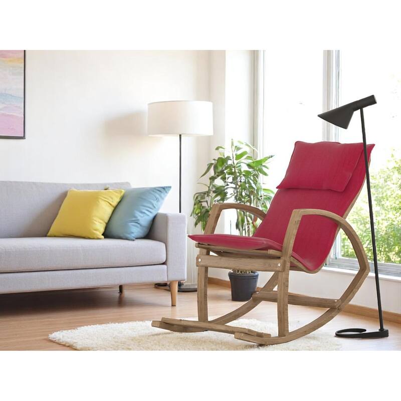Modern Rocking Chair, Modern Accent Rocker Armchair With Wooden Frame, Upholstered High Back Wooden Rocking Chair