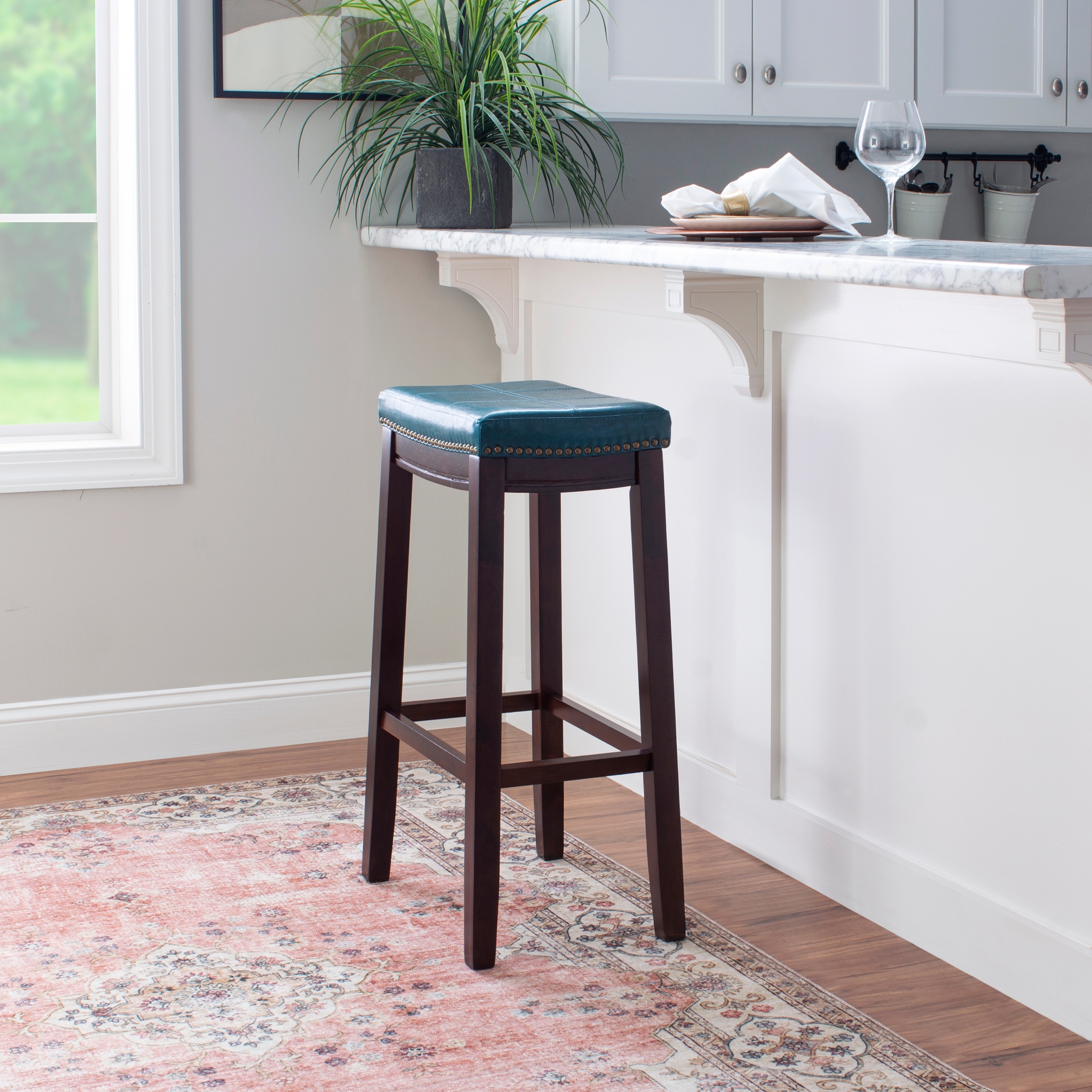Linon Willamette Backless Upholstered Bar Stool