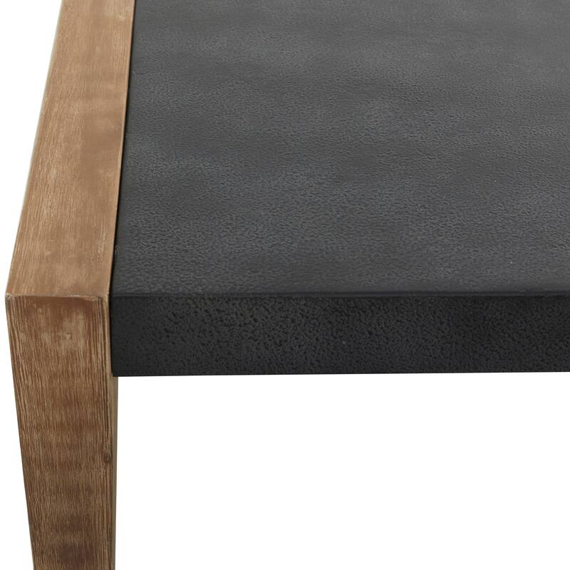 Dark Gray Wood Outdoor Table with Wood Legs