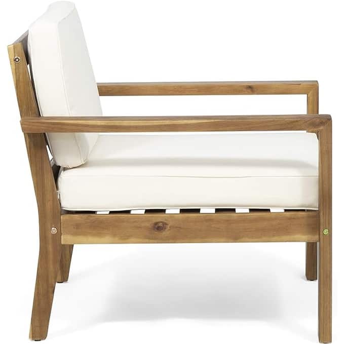 Roomfitters Outdoor Club Chairs with Wooden Frame and Bright Cushions, Patio Seating for Balcony or Garden, Set of 2