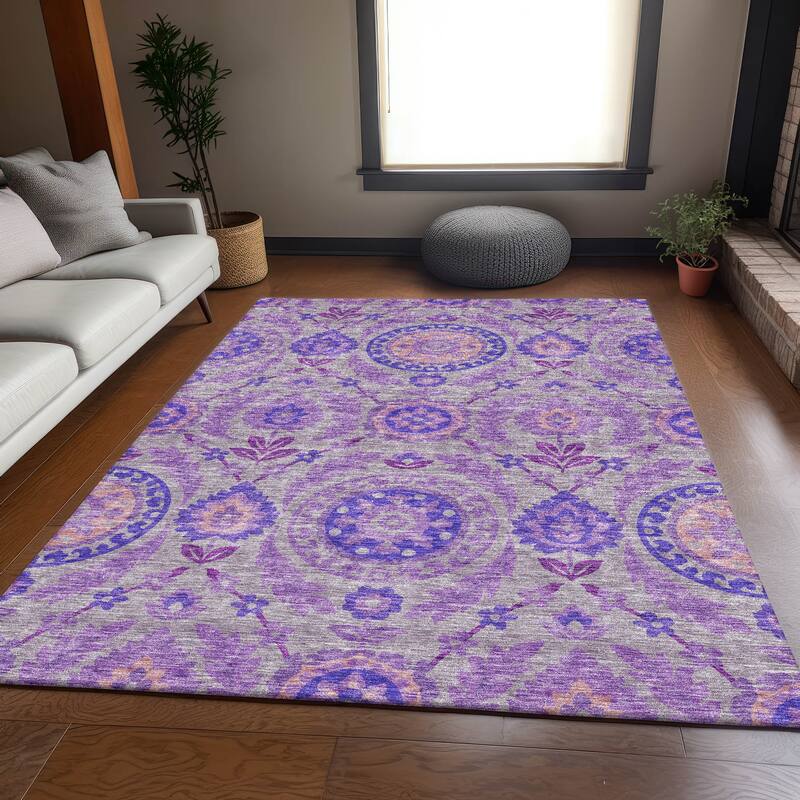 Machine Washable Indoor/ Outdoor Chantille Boho Suzani Rug