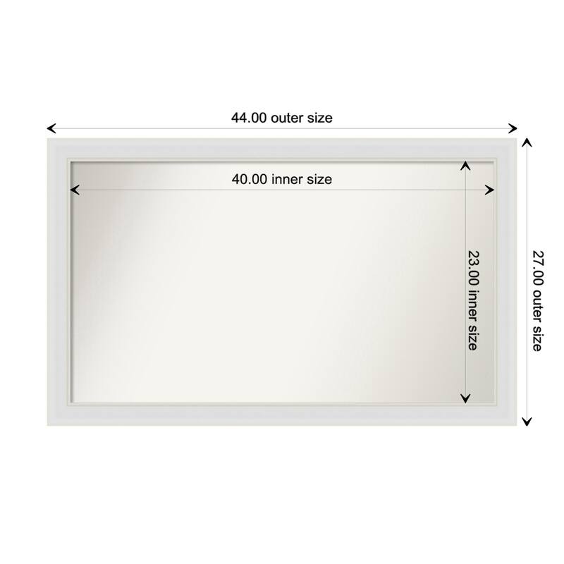 Flair Soft White Narrow Framed Non-Beveled Custom Wall Mirror, Bathroom Vanity Mirror - Outer Size: 44 x 27