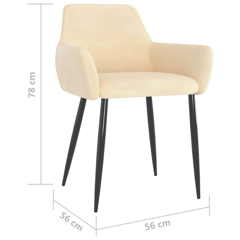 vidaXL Dining Chairs 4 pcs Cream Velvet - 22" x 22" x 30.7"