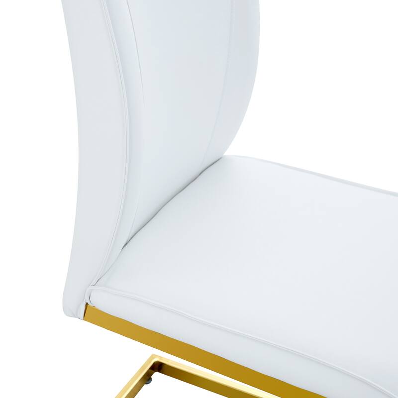 Modern Upholstered Dining Chair Set of 2, Kitchen Side Chair with Gold Metal Legs, Arched Back Chair for Home Office
