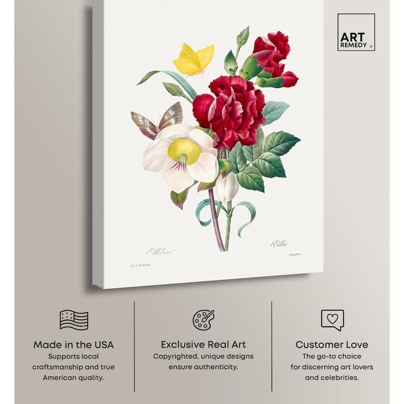 Winter Rose and Carnation Canvas by Art Remedy, Gallery Wrapped
