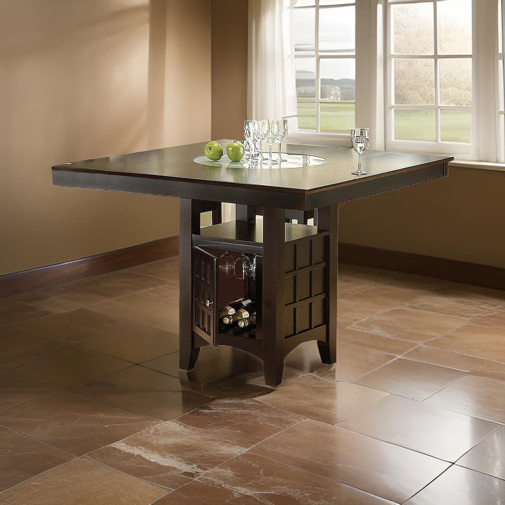 Transitional Style Wooden Counter Height Table with Storage, Brown