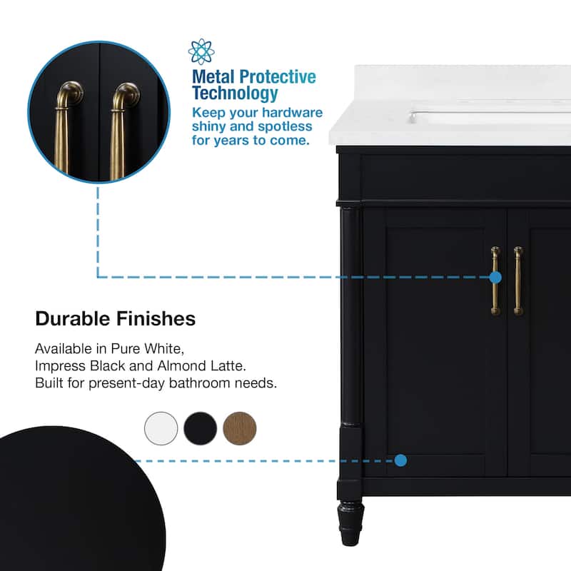 Salisbury Bathroom Vanity with White Engineered Marble Top