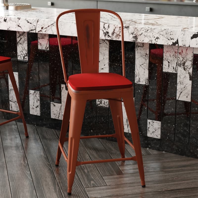 All-Weather Counter Height Stool with Poly Resin Seat