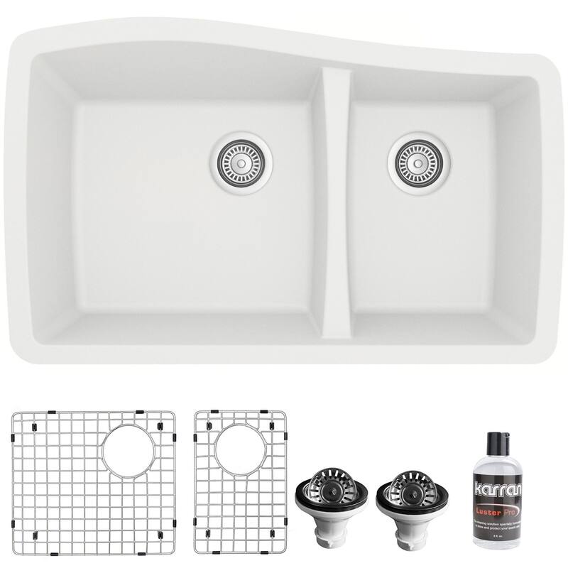 Karran USA QU-721-PK1 Quartz QU 33-1/2" Undermount Double Basin Quartz