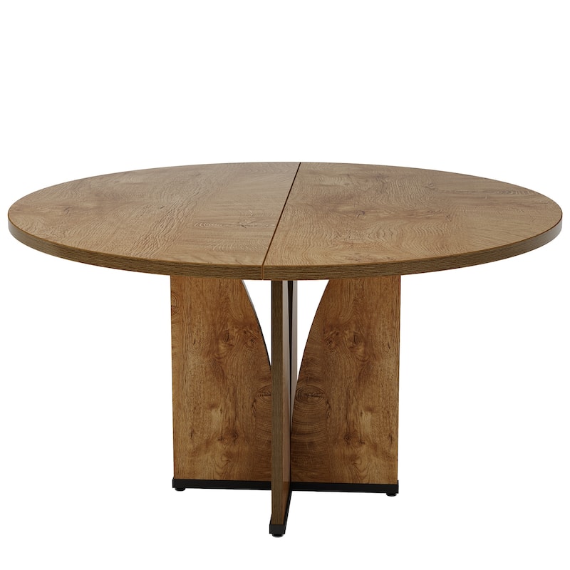 Farmhouse 39.37" Round Wood Kitchen Dining Room Table
