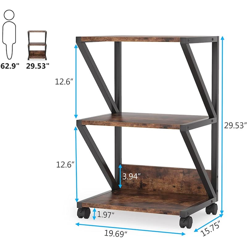 Printer Stand, 3-Tier Rolling Printer Cart Under Desk Storage