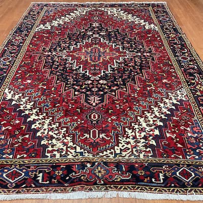HERAT ORIENTAL Handmade 1960s Antique Heriz Wool Rug - 7'8" x 11'