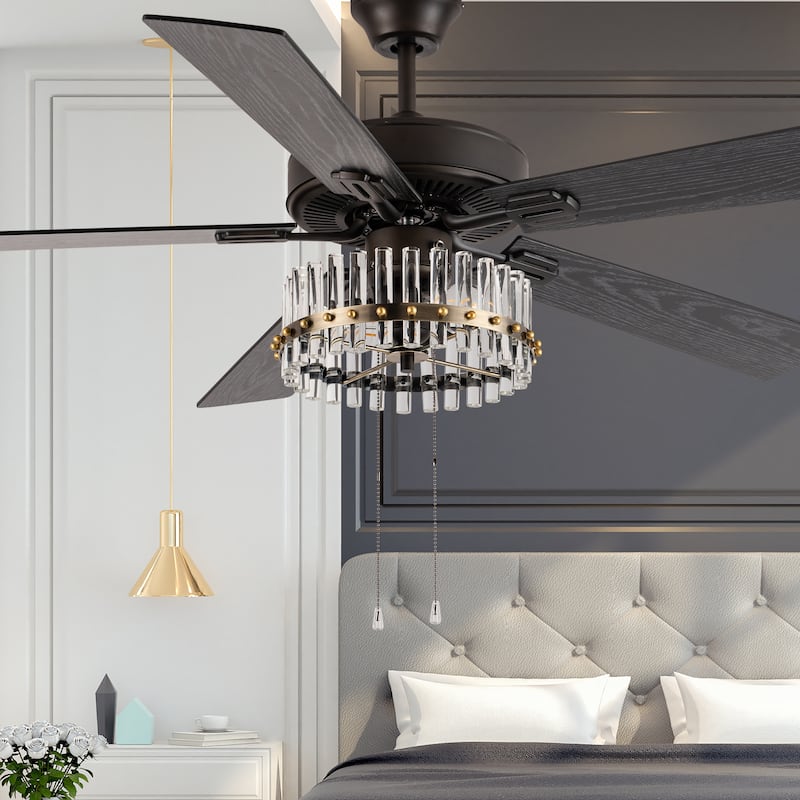 Carrie River of Goods Oil-Rubbed Bronze Metal 2-Light 52-Inch Ceiling Fan - 52" x 52" x 13.5"/18.5"