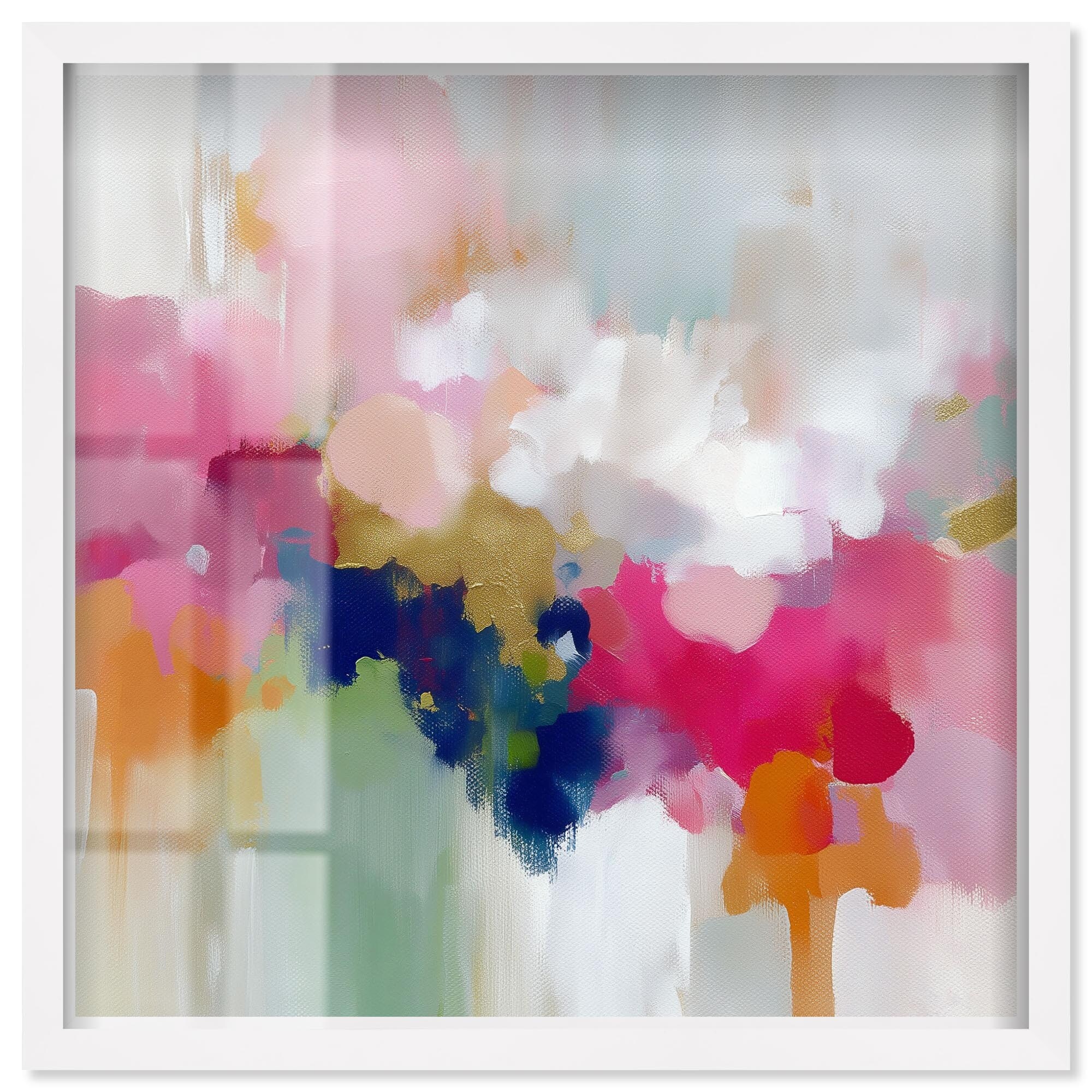 Pink and Chartreuse I Living Room Art Shadowbox Print by Art Remedy