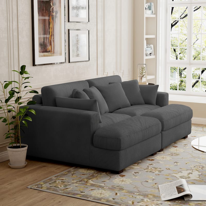 Modern Corduroy Modular Sectional Sofa Chaise Couch Bed