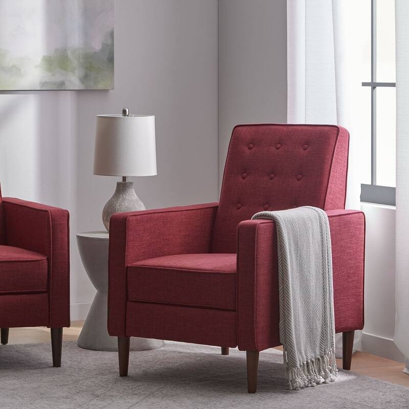 Mid-Century Modern Fabric Recliner Chair with Birch Legs by Christopher Knight Home