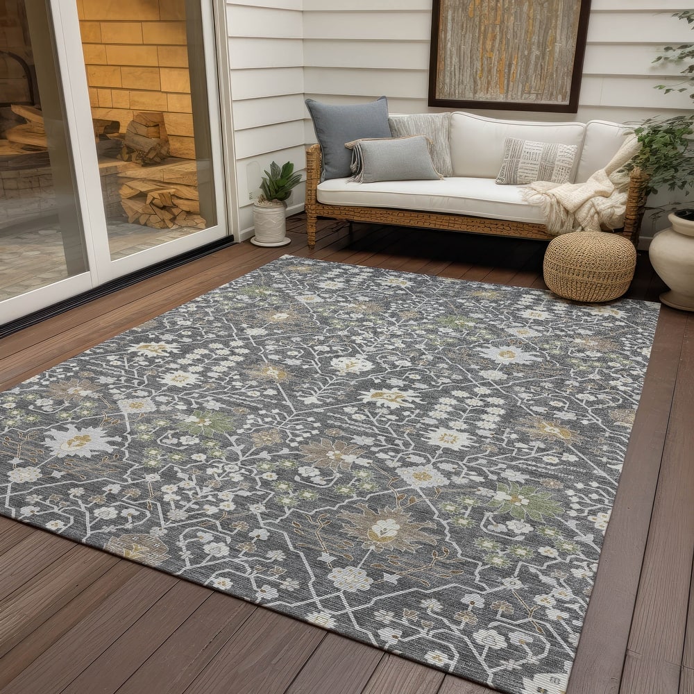 Machine Washable Indoor/ Outdoor Global Traditional Chantille Rug